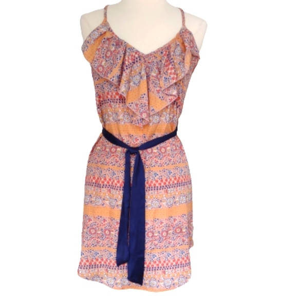 WISH Mini Dress Floral Medium Printed Ruffle - Picture 1 of 8